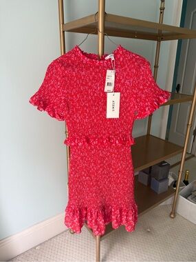 Likely Women’s Bright Red Floral Ruffle Dress